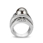 LO5W104- Rhodium Plated Brass Ring with Pearl In Black-2