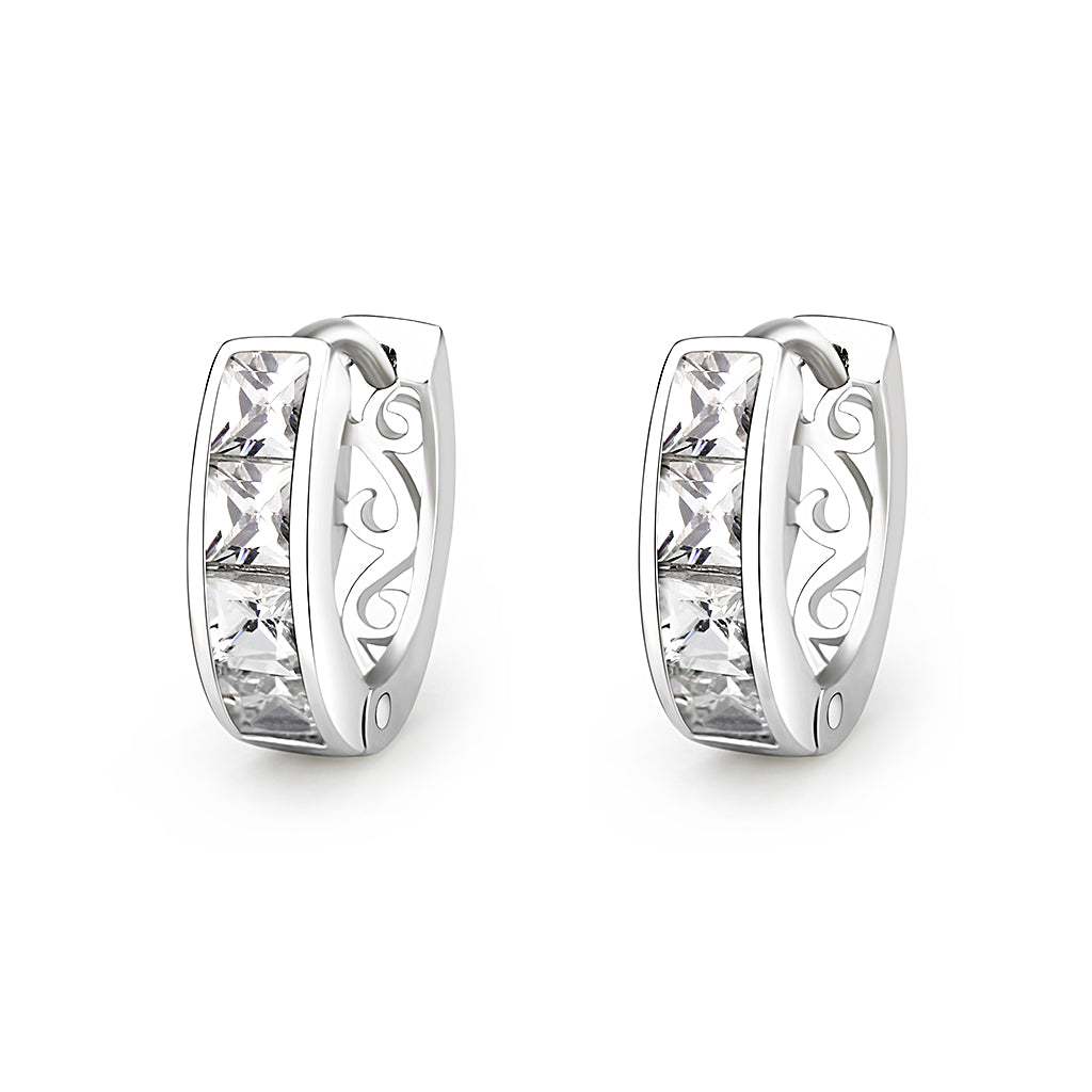 LO5S107 - Sterling Silver Earrings with AAA Grade CZ  in Clear-0