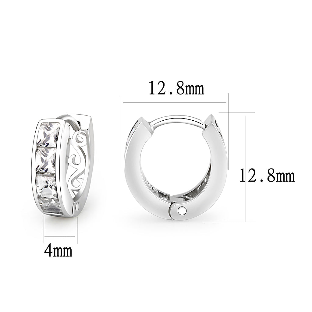 LO5S107 - Sterling Silver Earrings with AAA Grade CZ  in Clear-2