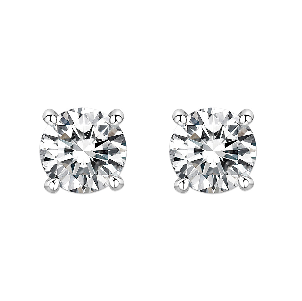 LO5W108 - Rhodium Brass Earrings with AAA Grade CZ  in Clear-0