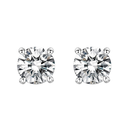 LO5W108 - Rhodium Brass Earrings with AAA Grade CZ  in Clear-0