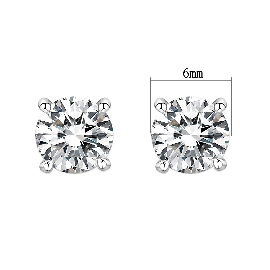 LO5W108 - Rhodium Brass Earrings with AAA Grade CZ  in Clear-1