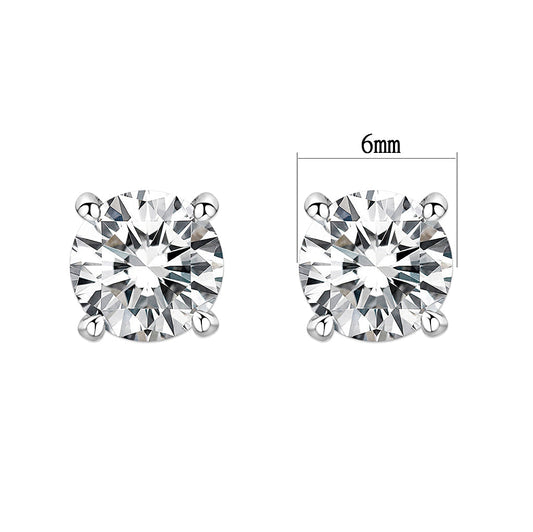 LO5W108 - Rhodium Brass Earrings with AAA Grade CZ  in Clear-1