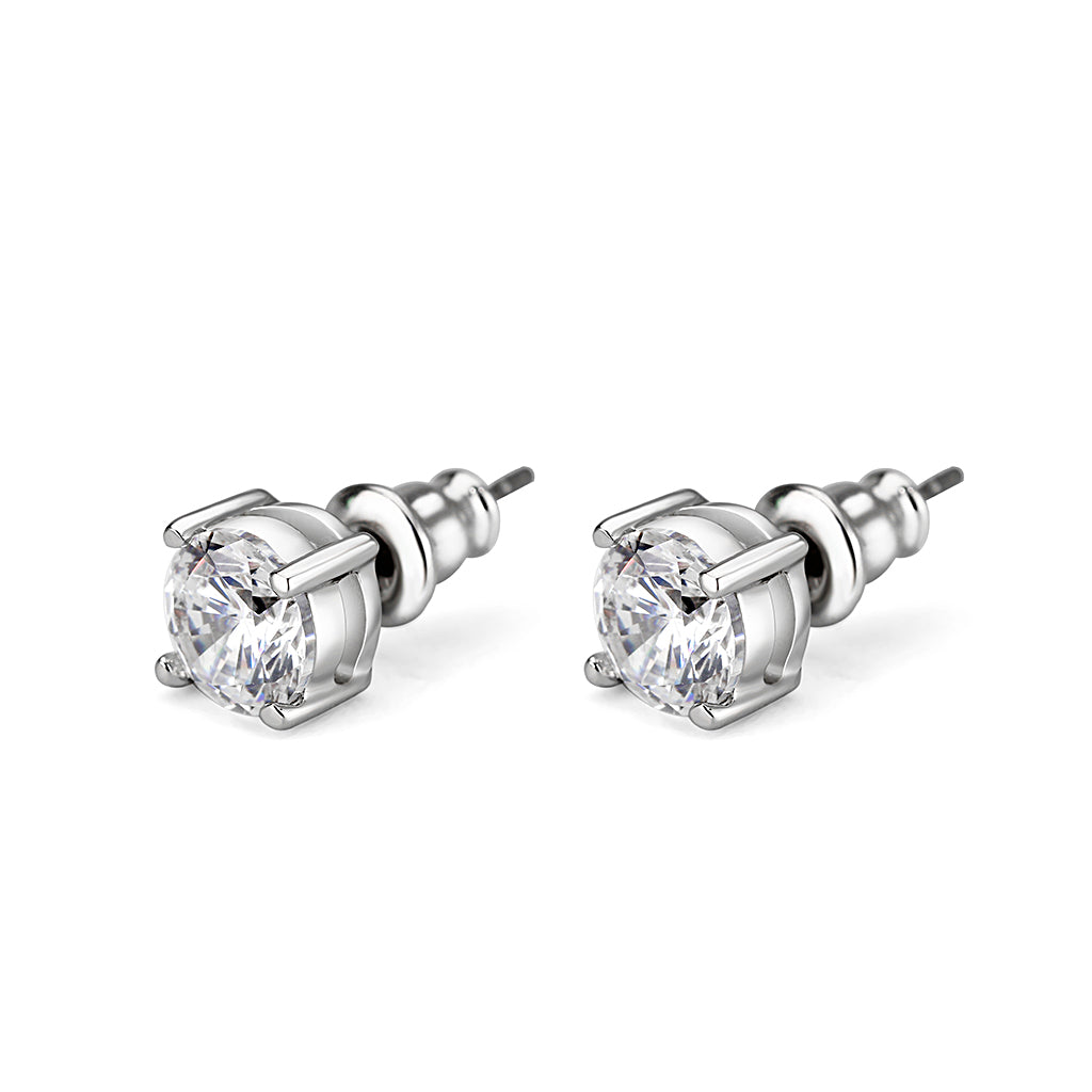 LO5W108 - Rhodium Brass Earrings with AAA Grade CZ  in Clear-2