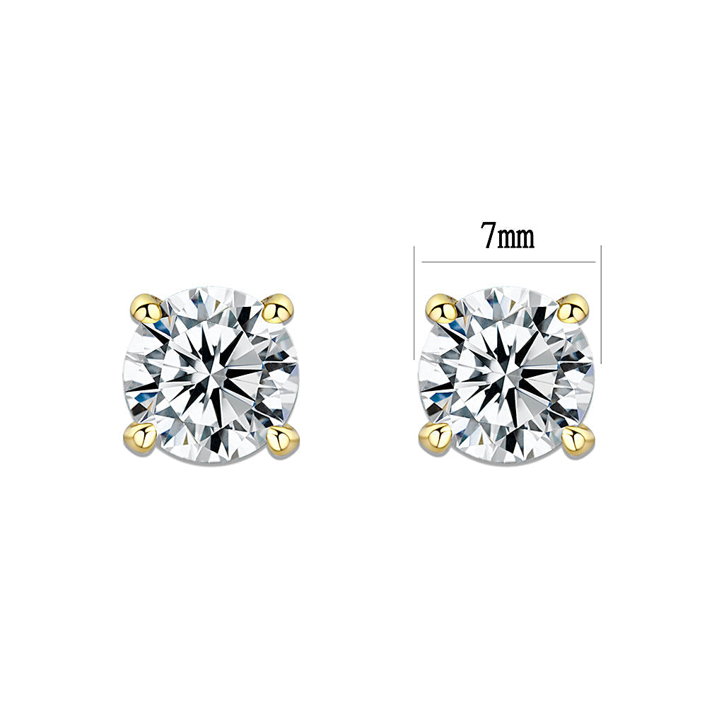 LO5W110 - Rhodium Brass Earrings with AAA Grade CZ  in Clear-2