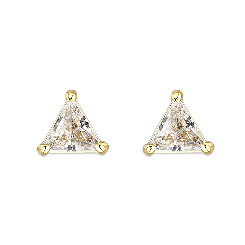 LO5W111 - Gold Plated Brass Earrings with AAA Grade CZ  in Clear-0