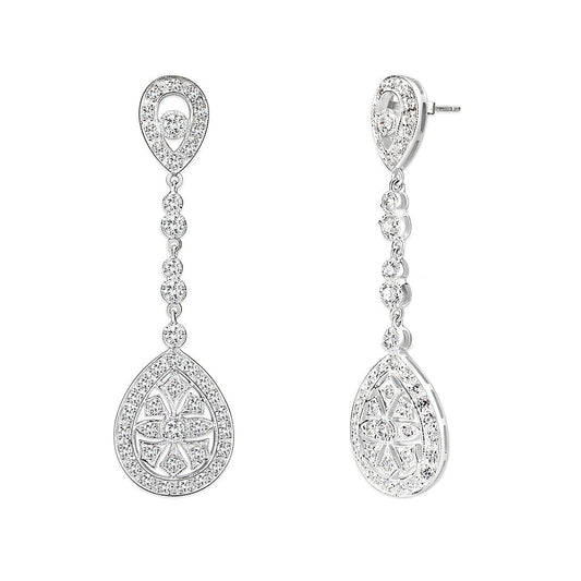 LO5W120 - Brass  Earrings with AAA Grade CZ  in Clear-1