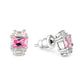 LO5S124 - Sterling Silver  Earrings With  CZ Pink In High Polished( No Plated)-1