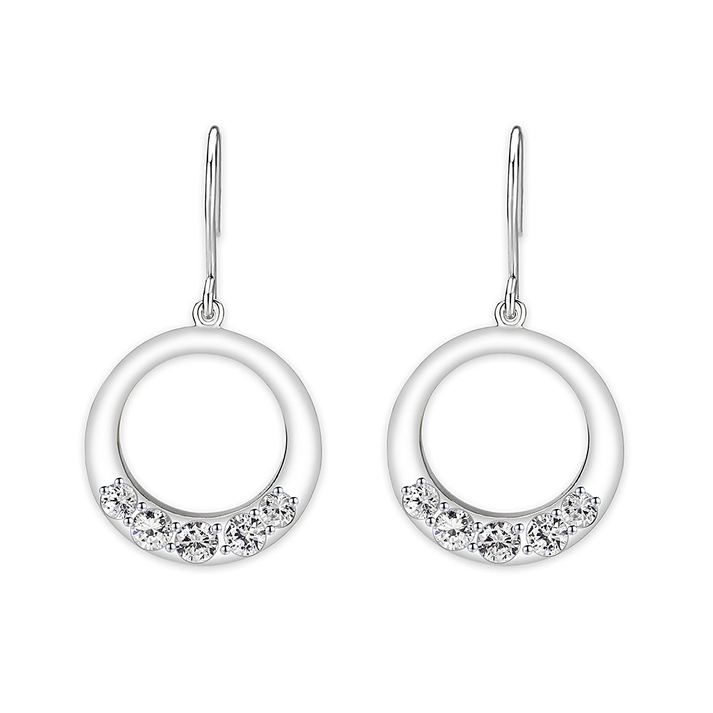 LO5S126 - Sterling Silver  Earrings With  CZ Clear In High Polished( No Plated)-0