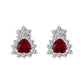 LO5S127 - Sterling Silver  Earrings With  CZ Red In High Polished( No Plated)-0