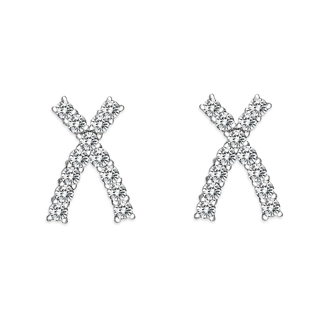 LO5S129 - Sterling Silver  Earrings With  CZ Clear In High Polished( No Plated)-0