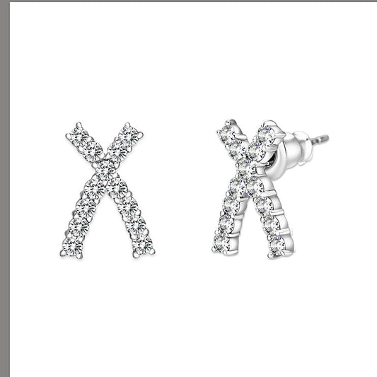 LO5S129 - Sterling Silver  Earrings With  CZ Clear In High Polished( No Plated)-1