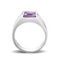 LO5S228- Sterling Silver Ring with CZ In Amethysts High Polished( NO Plating)-2