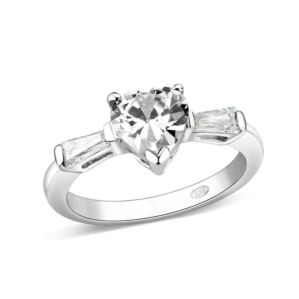 LO5S230- Sterling Silver Ring with CZ In Clear High Polished( NO Plating)-0