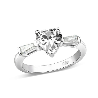 LO5S230- Sterling Silver Ring with CZ In Clear High Polished( NO Plating)-0