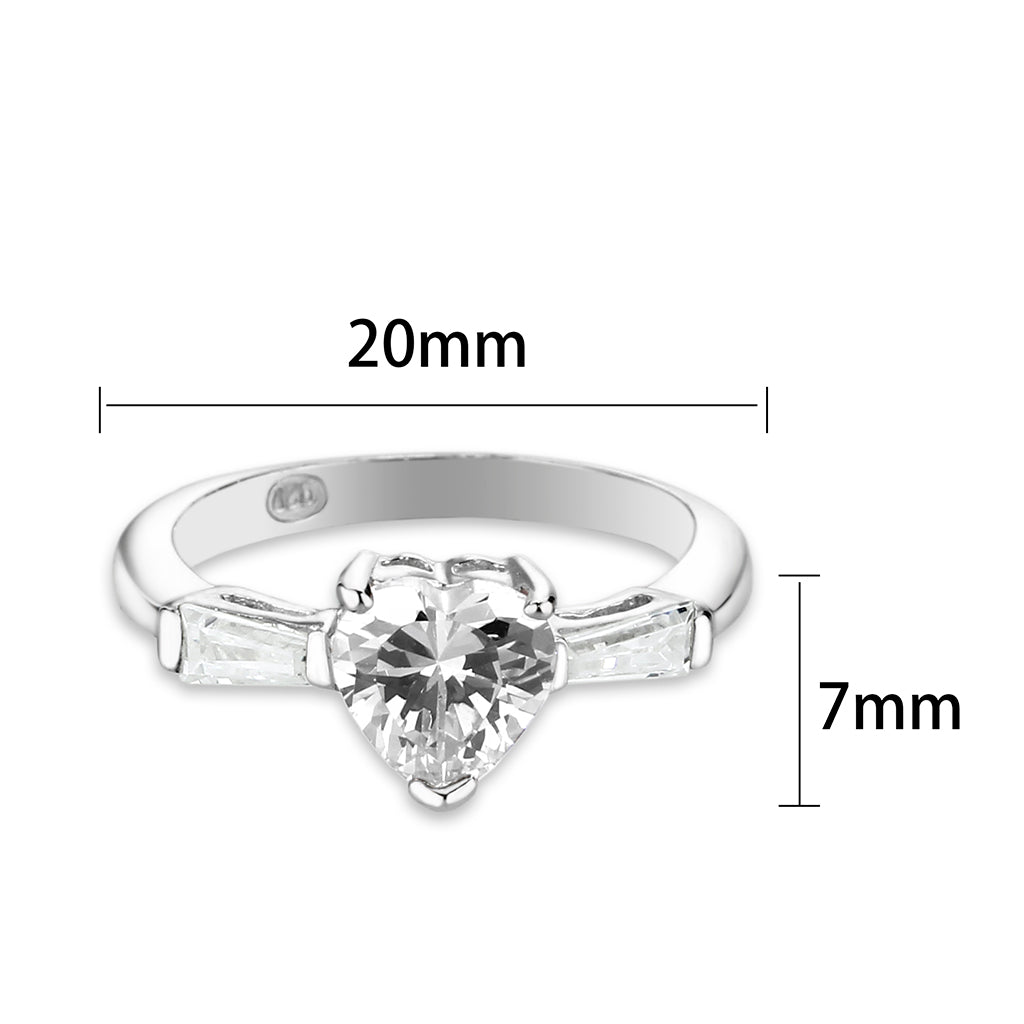 LO5S230- Sterling Silver Ring with CZ In Clear High Polished( NO Plating)-1