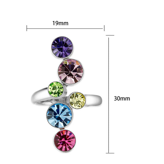 LO5S231- Sterling Silver Ring with CZ In Multi Color High Polished( NO Plating)-1