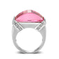 LO5W235- Brass Ring with CZ In Pink Rhodium Plated-2