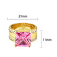 LO5W237-  Brass Ring With CZ in Pink Gold Plated-1
