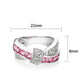 LO5W238-  Brass Ring With CZ in Pink Rhodium Plated-1