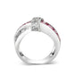LO5W238-  Brass Ring With CZ in Pink Rhodium Plated-2