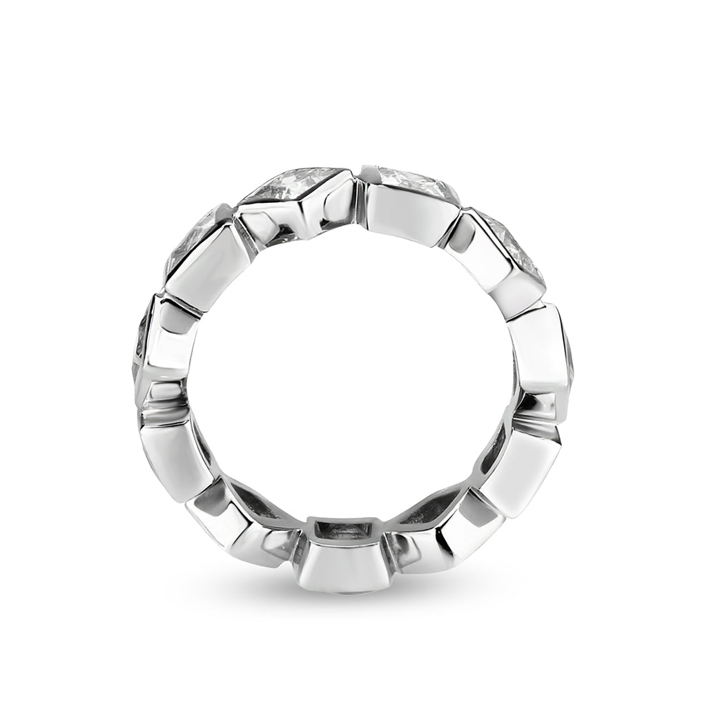 LO5W241-  Brass Ring With CZ  in Clear Rhodium Plated-2