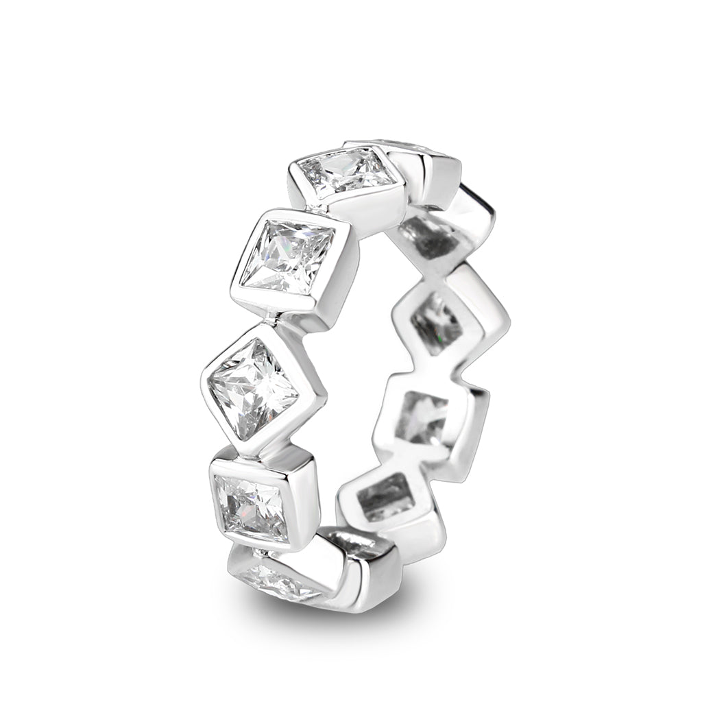 LO5W241-  Brass Ring With CZ  in Clear Rhodium Plated-3