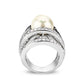 LO5W242-  Brass Ring With Pearl  in White  Rhodium Plated-2