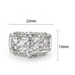 LO5W243-  Brass Ring With CZ  in Clear Rhodium Plated-1