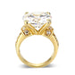 LO5W244-  Brass Ring With CZ  in Clear Gold Plated-2
