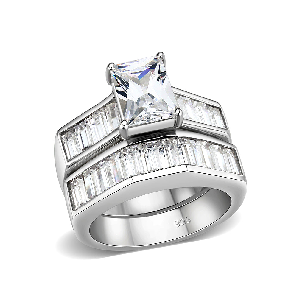 LO5S059- Sterling Silver Ring with CZ In Clear High Polished( NO Plating)-0