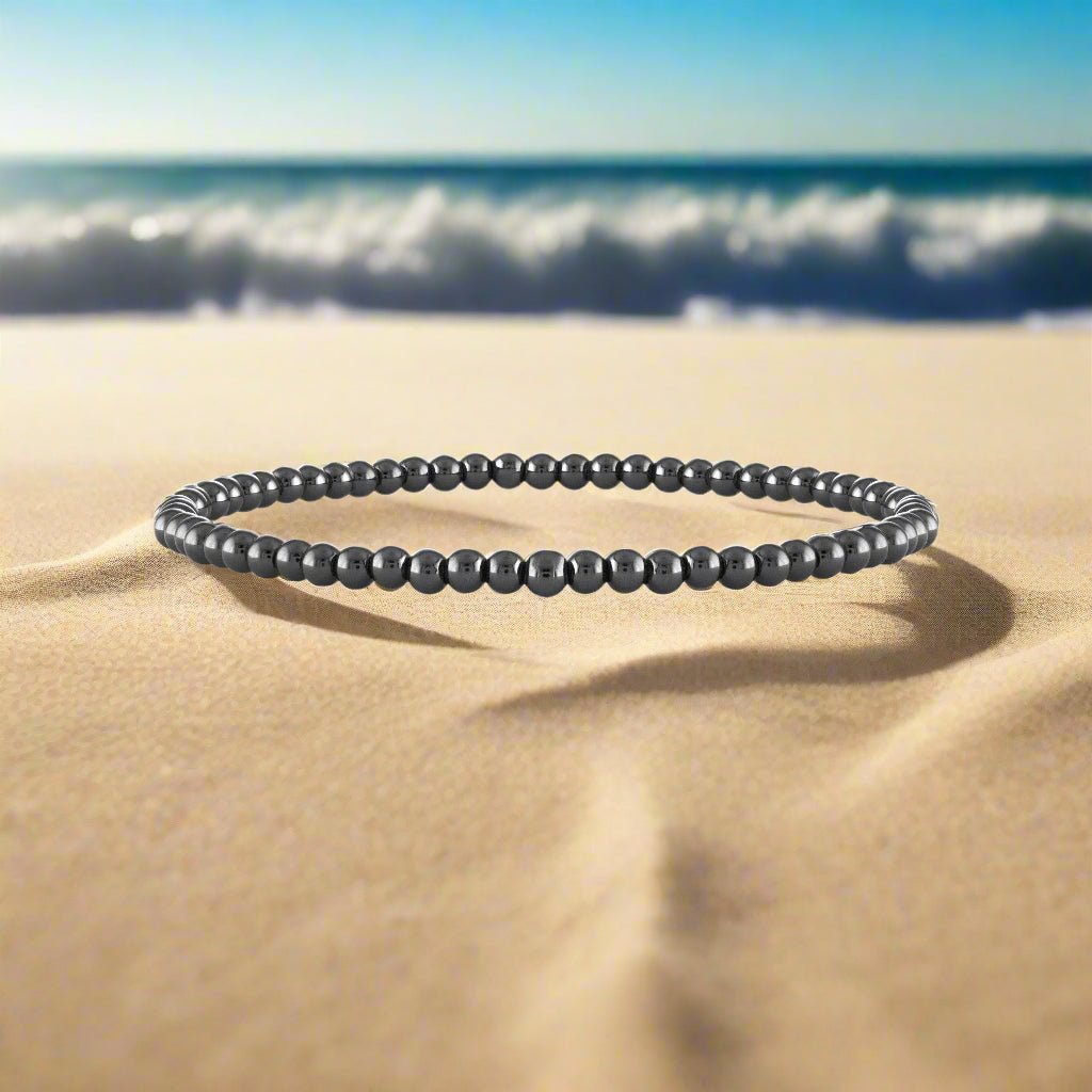 Rockstar 4mm Beaded Stretch Ankle Bracelet-0