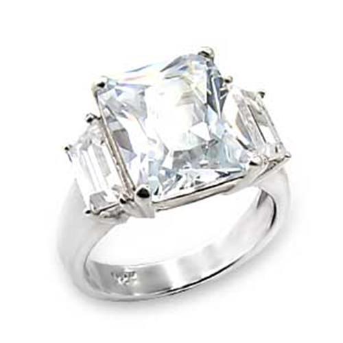 6X058 - High-Polished 925 Sterling Silver Ring with AAA Grade CZ  in Clear-0