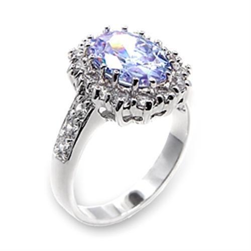 6X114 - Rhodium Brass Ring with AAA Grade CZ  in Light Amethyst-0