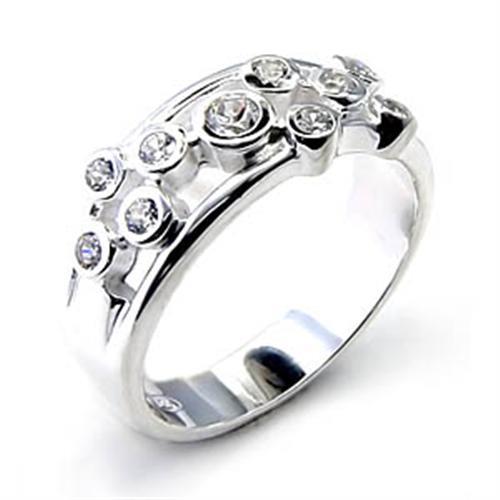 6X303 - High-Polished 925 Sterling Silver Ring with AAA Grade CZ  in Clear-0