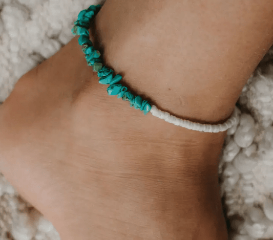 Santai Natural Stone Anklet Ankle Bracelet -Turquoise-0