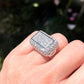 7X099 - Rhodium Brass Ring with AAA Grade CZ  in Clear-1