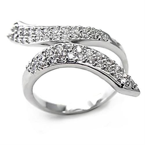 7X076 - Rhodium Brass Ring with AAA Grade CZ  in Clear-0
