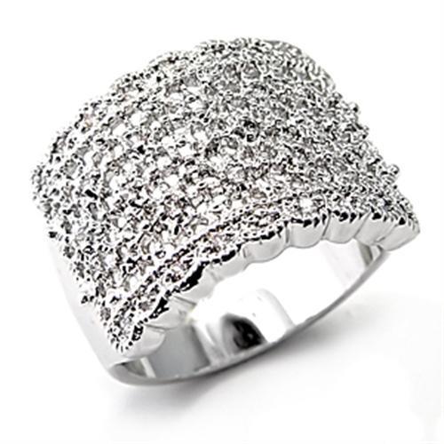 7X094 - Rhodium Brass Ring with AAA Grade CZ  in Clear-0
