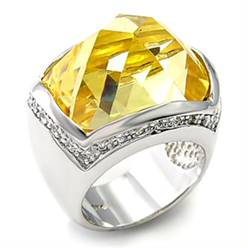 7X154 - Rhodium 925 Sterling Silver Ring with AAA Grade CZ  in Citrine Yellow-0