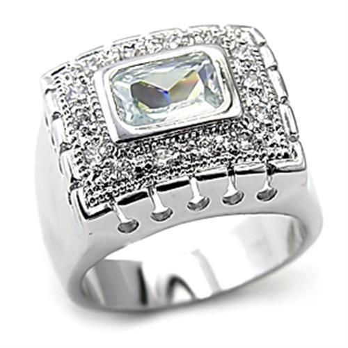 7X218 - Rhodium 925 Sterling Silver Ring with AAA Grade CZ  in Clear-0