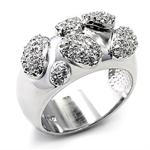 7X228 - Rhodium 925 Sterling Silver Ring with AAA Grade CZ  in Clear-0