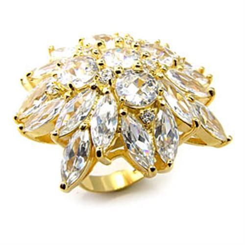 7X351 - Gold 925 Sterling Silver Ring with AAA Grade CZ  in Clear-0