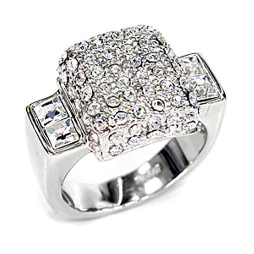 7X384 - Rhodium 925 Sterling Silver Ring with Top Grade Crystal  in Clear-0