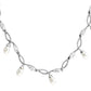 7X420 - Rhodium 925 Sterling Silver Necklace with Synthetic Pearl in White-1