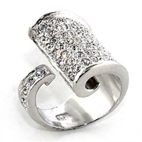 7X428 - Rhodium 925 Sterling Silver Ring with Top Grade Crystal  in Clear-0