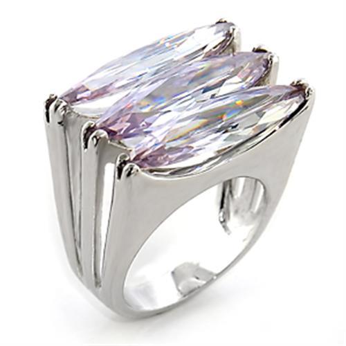 80306 - Rhodium Brass Ring with AAA Grade CZ  in Light Amethyst-0