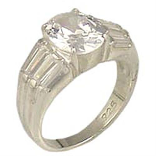 9B035 - High-Polished 925 Sterling Silver Ring with AAA Grade CZ  in Clear-0