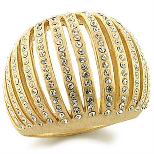 9W174 - Gold Brass Ring with Top Grade Crystal  in Clear-0