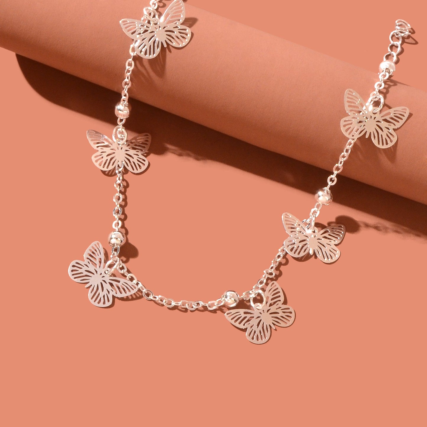 Silver Butterfly Charm Anklet Boho Beach Foot Jewellery Ankle Bracelet for Girls-4